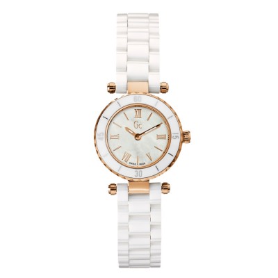 GC GUESS COLLECTION PINK GOLD WHITE CERAMIC LADIES WATCH  X70011L1S 